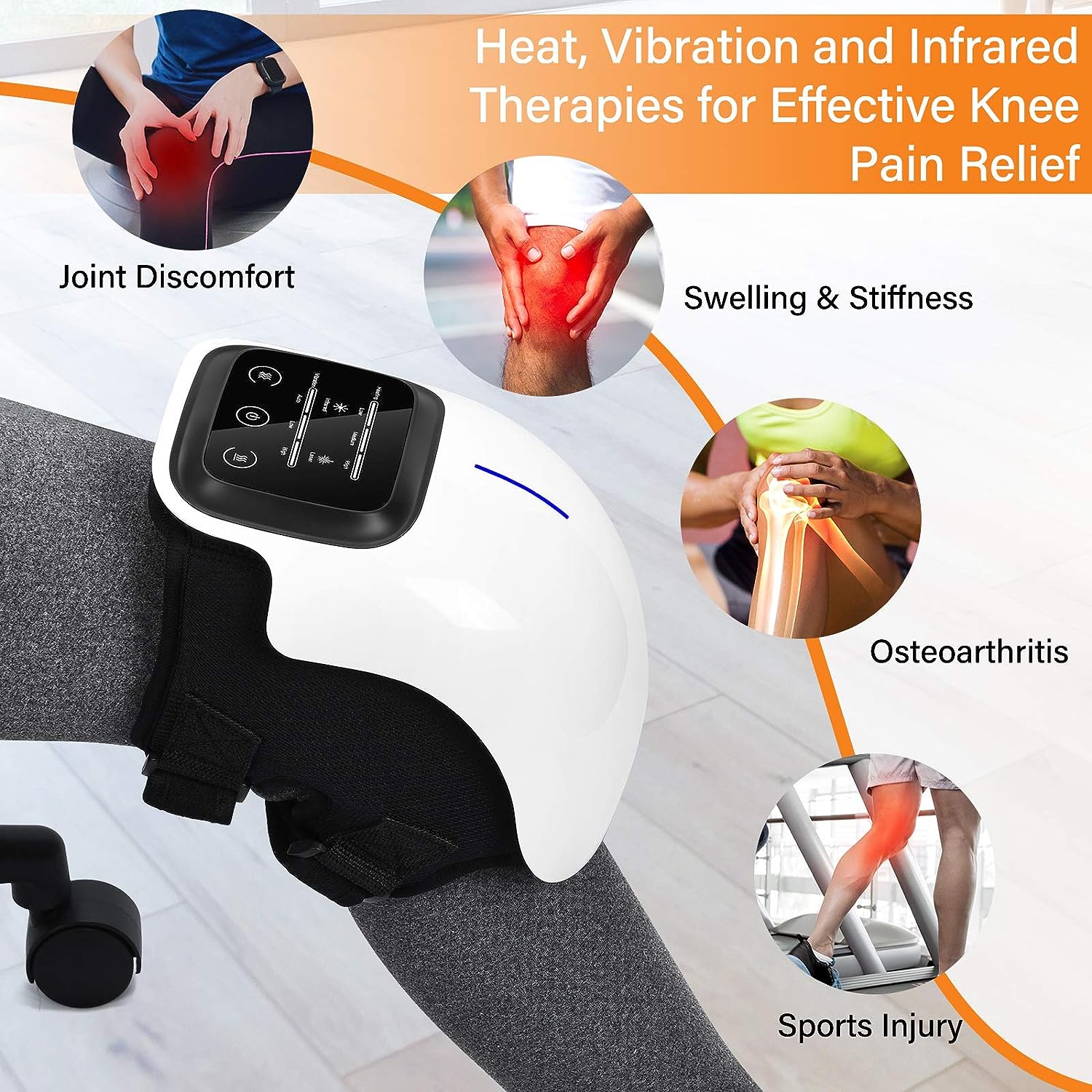FORTHiQ Cordless Knee Massager, Powerful Infrared Heat and Vibration Knee Pain Relief for Swelling Stiff Joints, Stretched Ligament and Muscles Injuries, July 2022 Upgrade with Longer Knee Straps